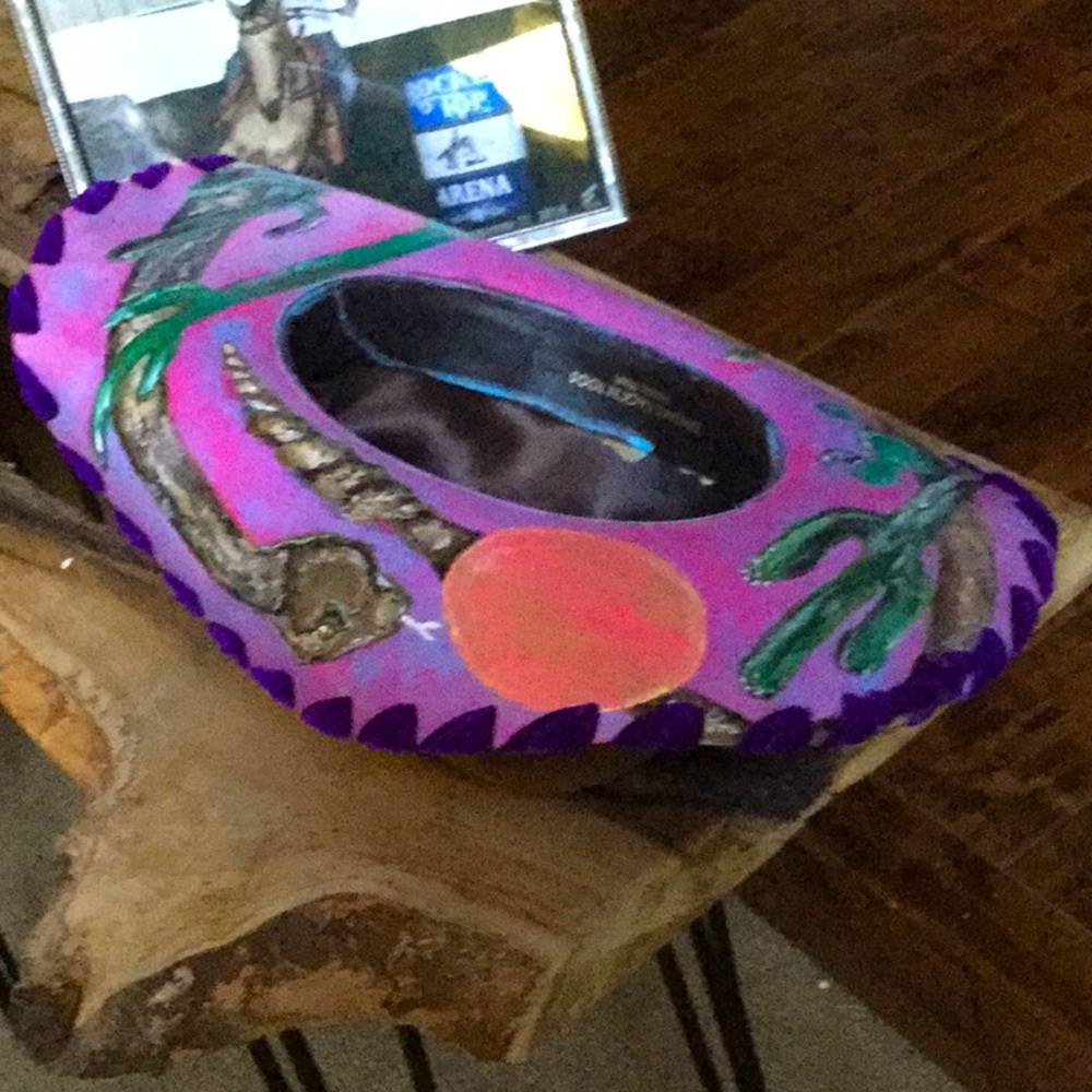 OOAK custom painted cowgirl cowboy felt western hat barrel national finals rodeo - Picture 4 of 11